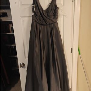 David's Bridal Grey Maxi Dress